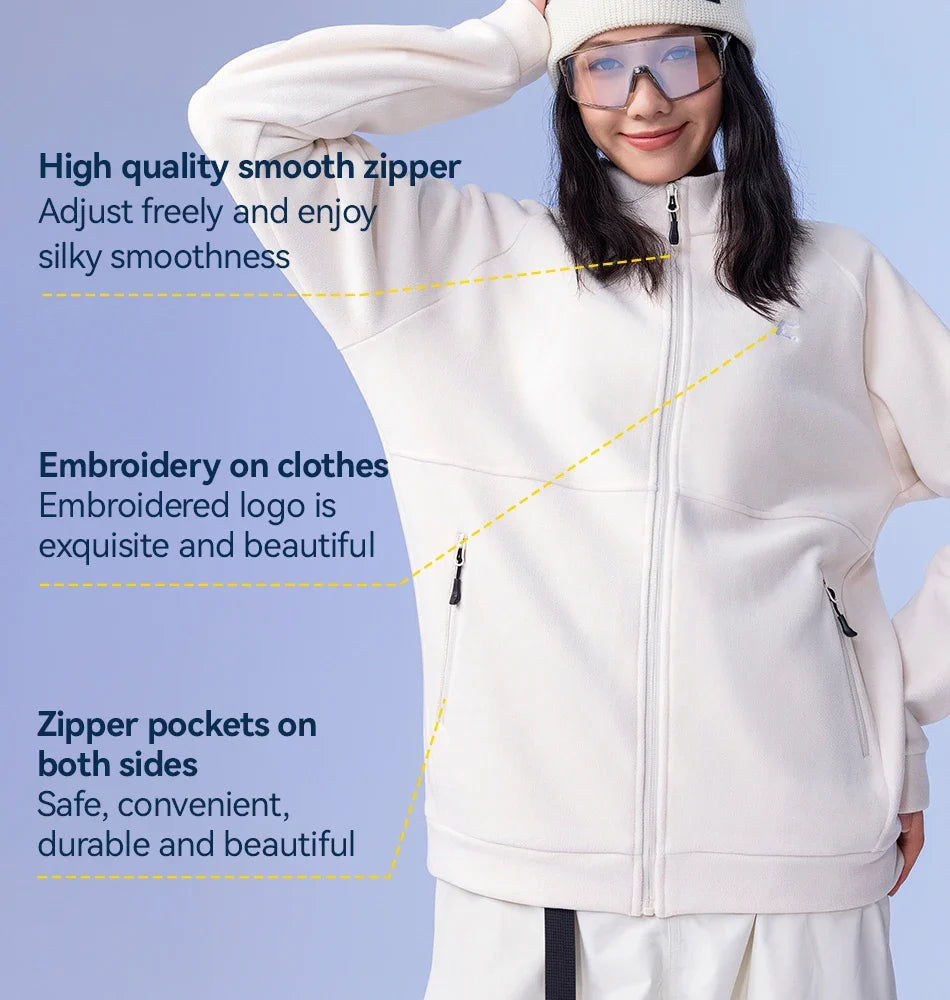 Winter Spring Warm Fleece Jacket Men Women Pure Color Sweatshirt Coats Outdoor Snow Ski Jacket Linner Female Adult