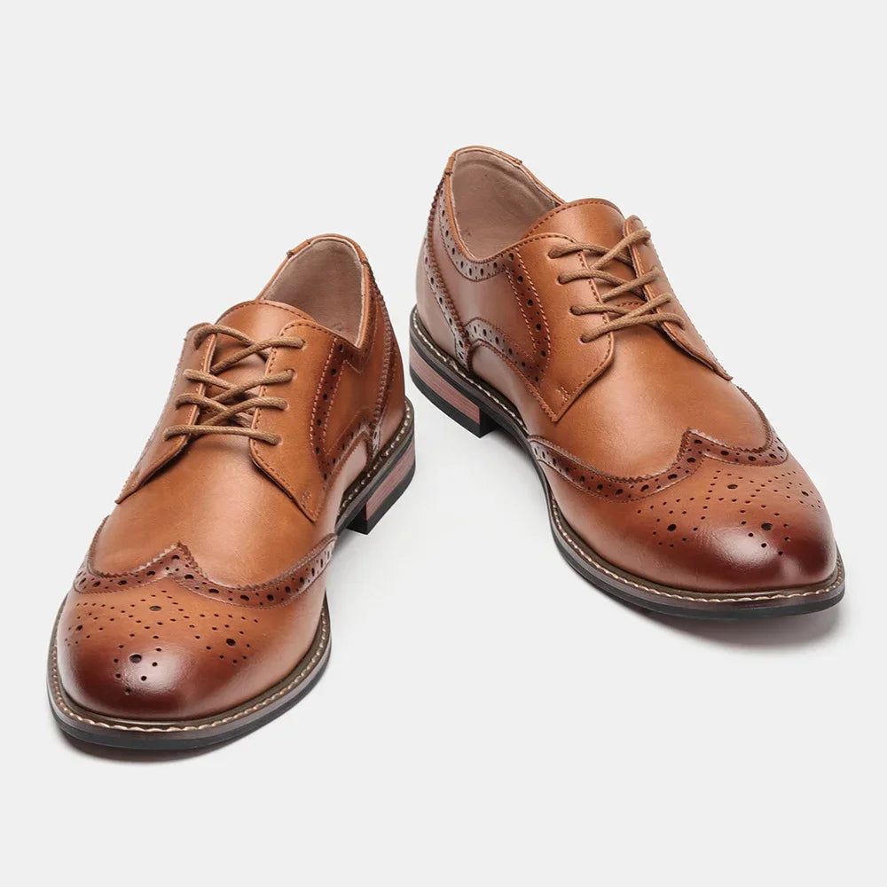Men’s Formal Brogue Dress Shoes – Genuine Leather Oxford Style Classic Business Footwear