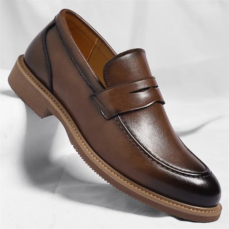 British Style Business Casual Shoes for Man Spring Autumn New Designer Leather Shoes Male Solid Color Men's Dress Elegant Shoe