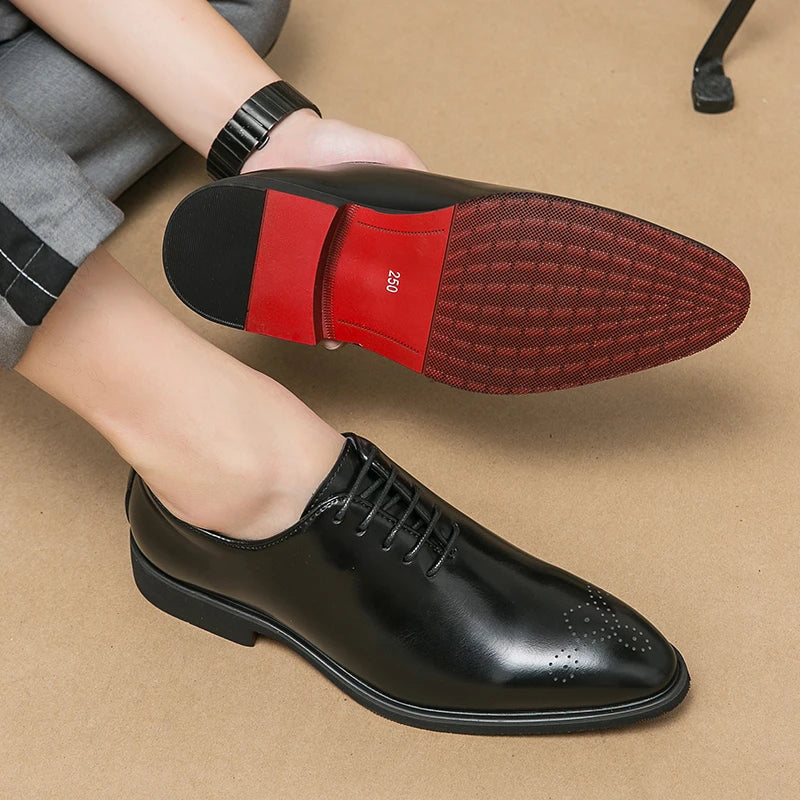 Men's Genuine Leather Dress Shoes Classic Oxford Soft Comfortable Lining Non-Slip Rubber Sole Business Office Formal Occasions