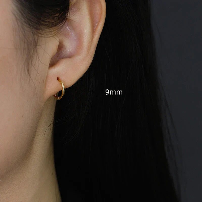 925 Sterling Silver Minimalist Glossy Circle Hoop Earrings for Women Fashion Simple Ear Bone Piercing Jewelry Accessories