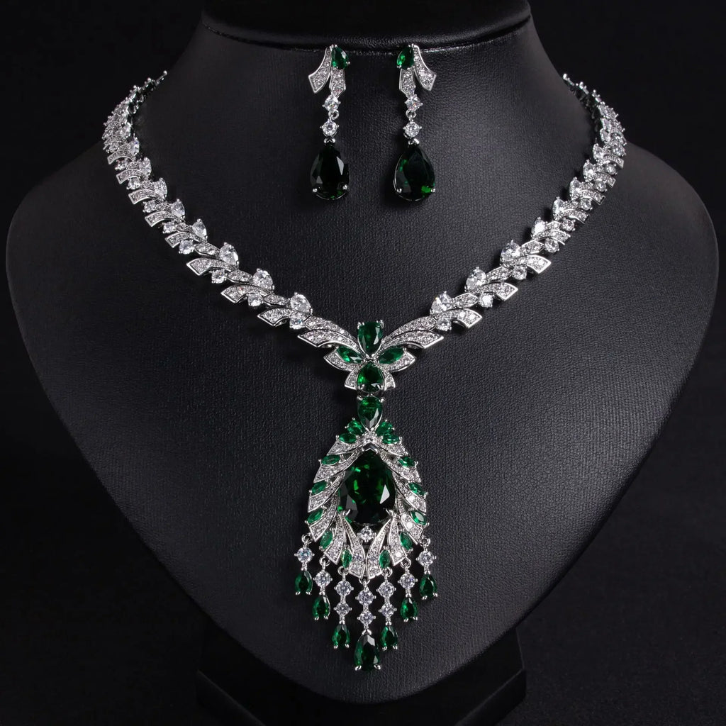 Pop Hot Stereo Jewelry Oil Painting Necklace Earrings Premium Multi-Color 2-Piece Wedding Travel Women's Holiday Gift M-1000