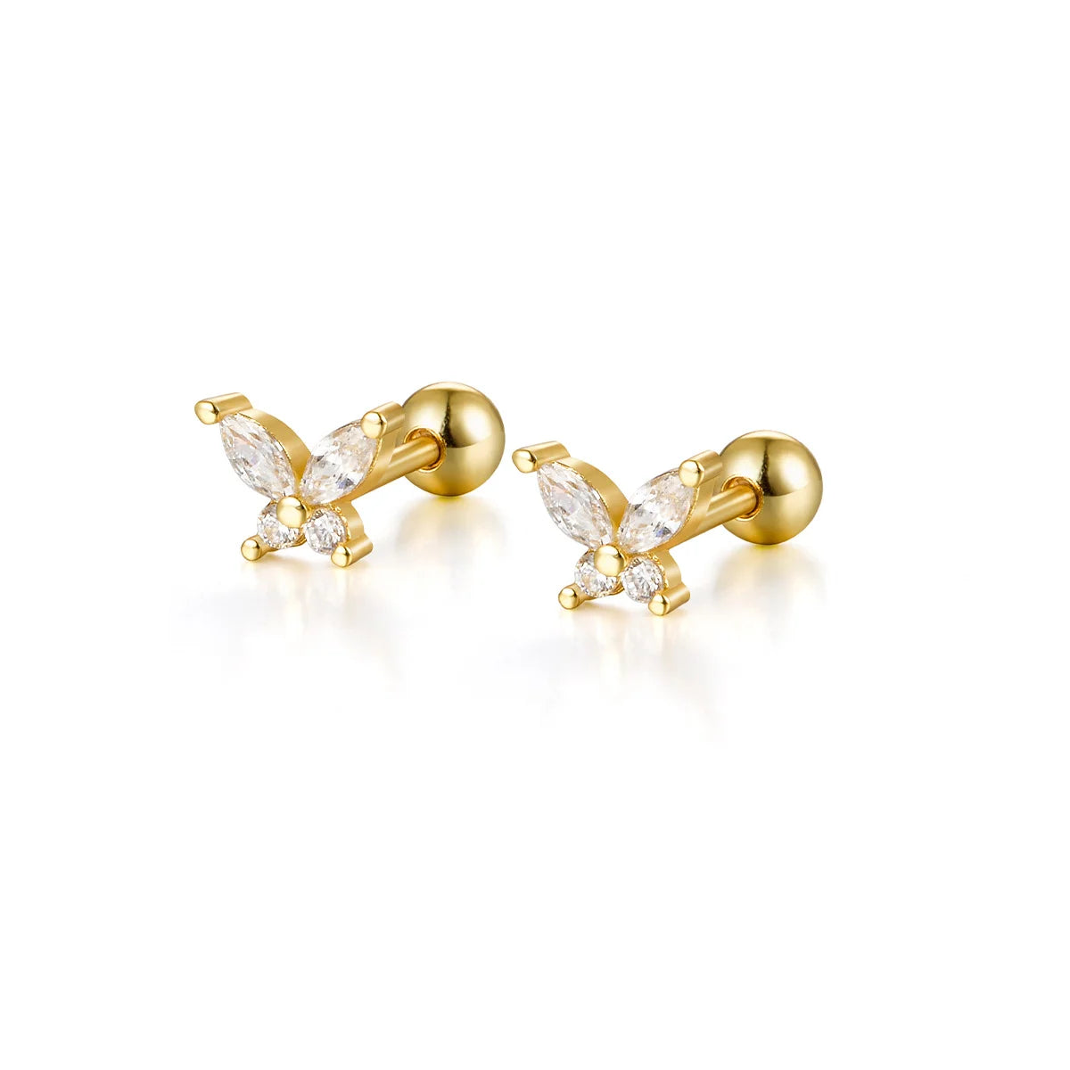 925 Sterling Silver Fashion Love Butterfly Romantic Star Crown Screw Stud Earrings for Women Ear Bone Piercing Jewelry