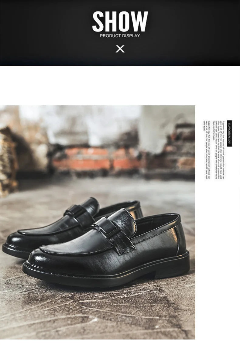 Spring Autumn New Black Dress Shoes for Men Business Designer Cow Leather Shoes Male Fashion British Style Casual Shoe Man