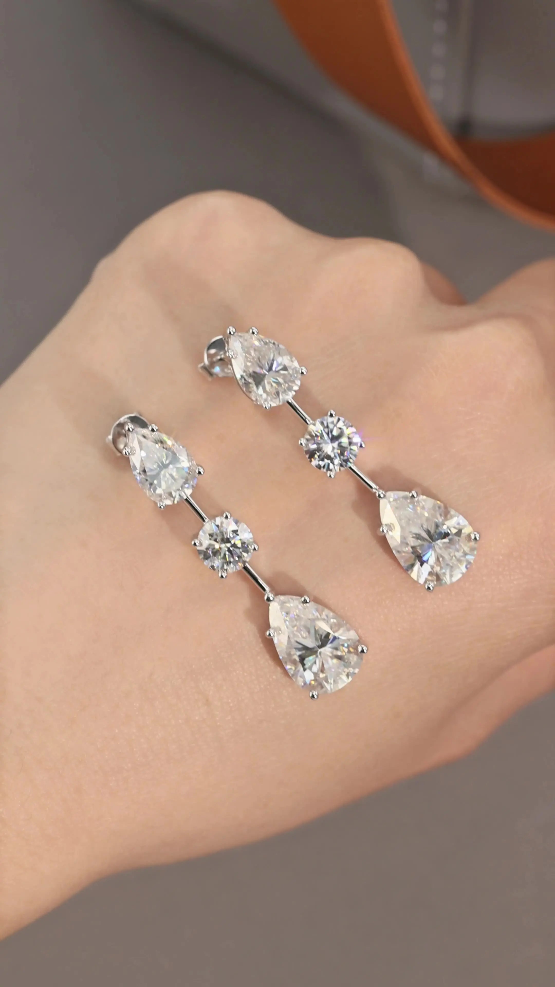 Full D Color Moissanite Drop Earrings 100% S925 Sterling Silver Fine Jewelry for Women Wedding Party
