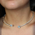 1.6cttw Heart Shape Moissanite Diamond Open Choker Necklace for Women S925 Silver Plated 18k Gold Bridal Collar Tennis Necklace