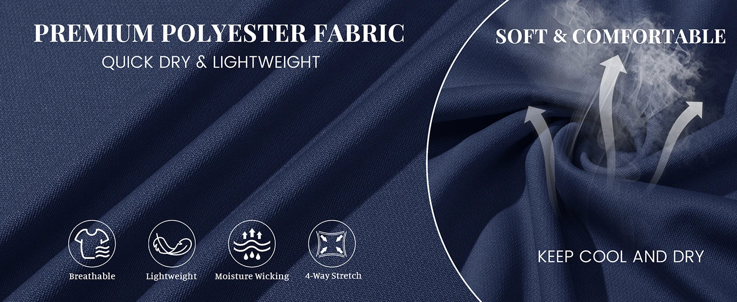 Men Sports Polo Shirts Quick Dry Golf T-shirts Breathable Work Shirts Casual Office Shirts Lightweight Top Long Sleeve