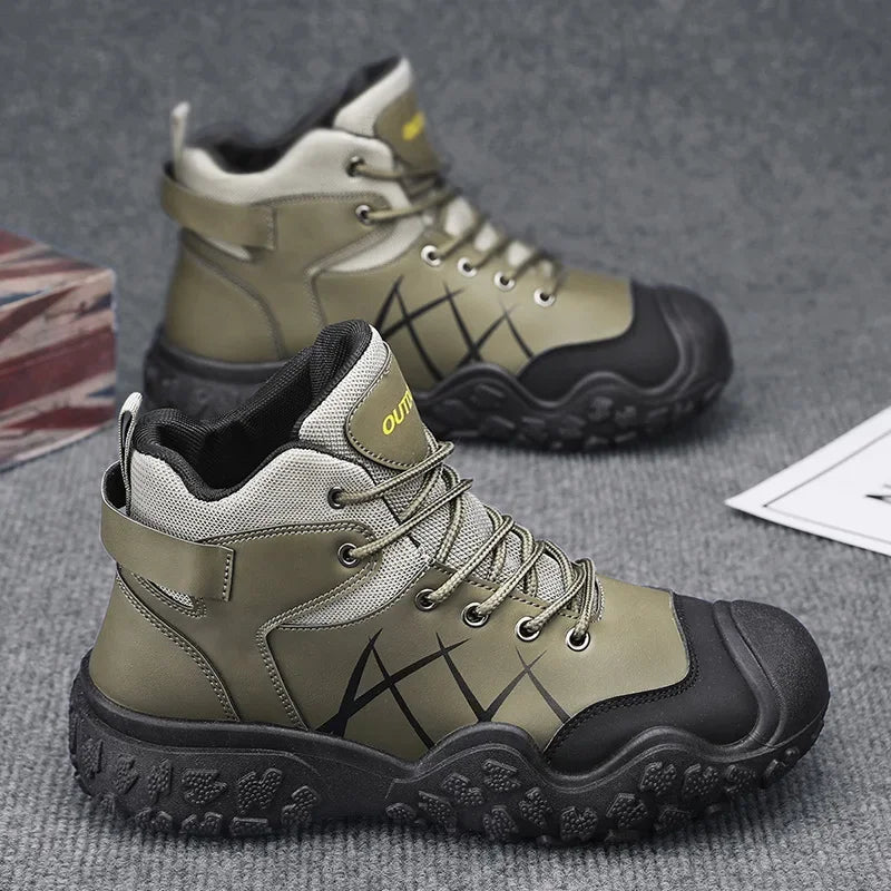 2025 Outdoor Men's Boots Hiking Shoes for Men Outdoor Boots Warm Leather Climbing Mens Shoes Waterproof Non-slip Men Ankle Boots