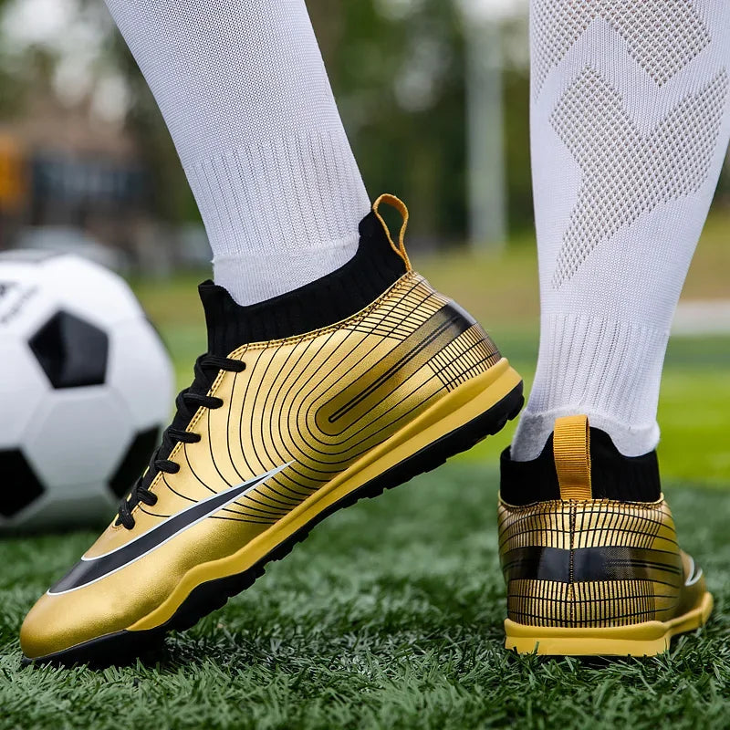 Professional Men Ankle Football Boots Outdoor Grass Cleats Unisex Soccer Shoes Long Spikes Tf Football Shoes Chuteira Society
