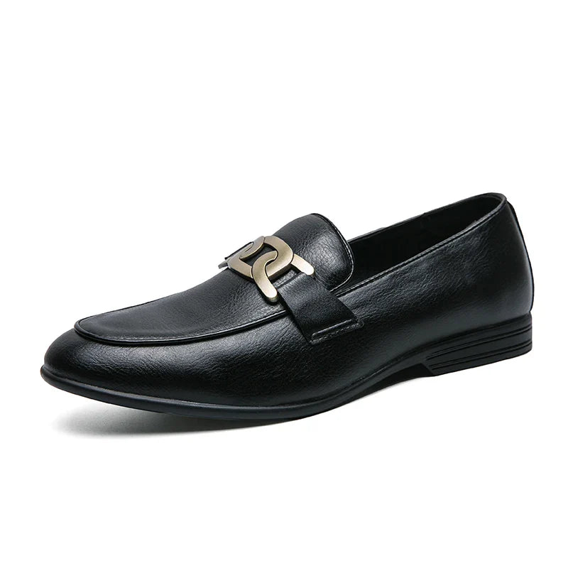 Italian Fashion Leather Shoes Moccasins For Men Casual Man Shoe Business Male Formal Pointed Fashion Wedding Black Skin