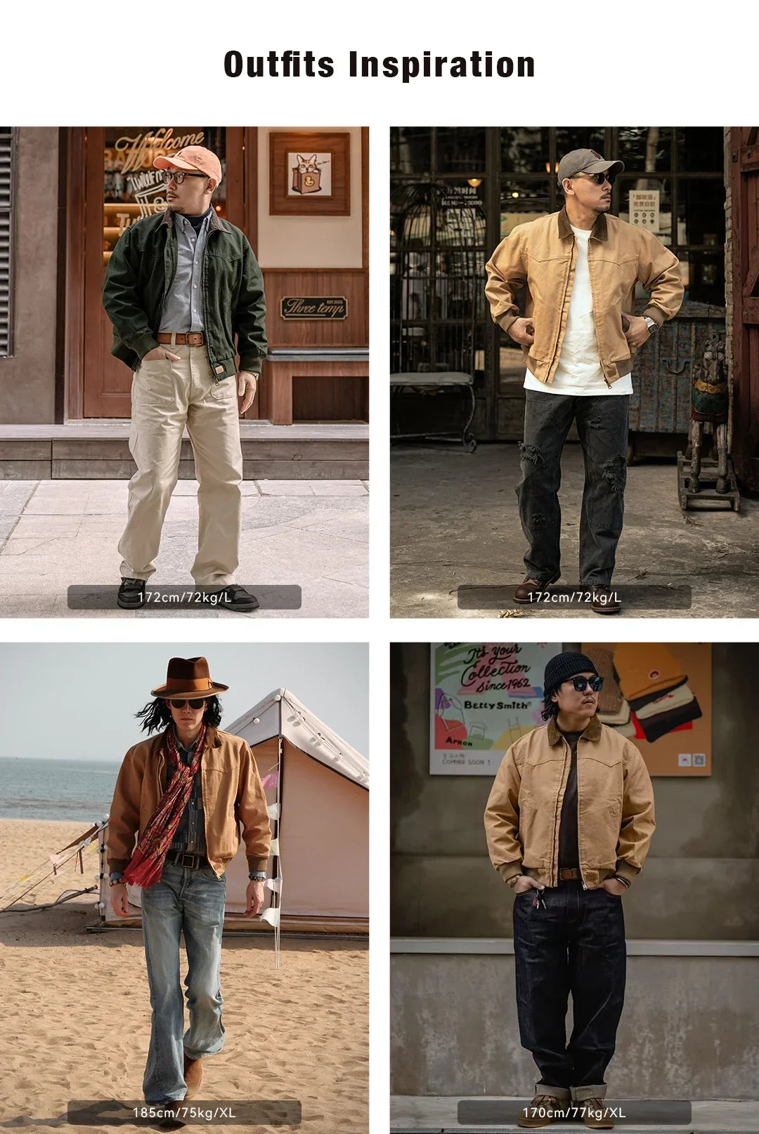 Retro Heavyweight Santafe Canvas Jackets Cotton Corduroy Lapel Ribbed Hem Cuffs Short Jacket for Men's Autumn Overcoat