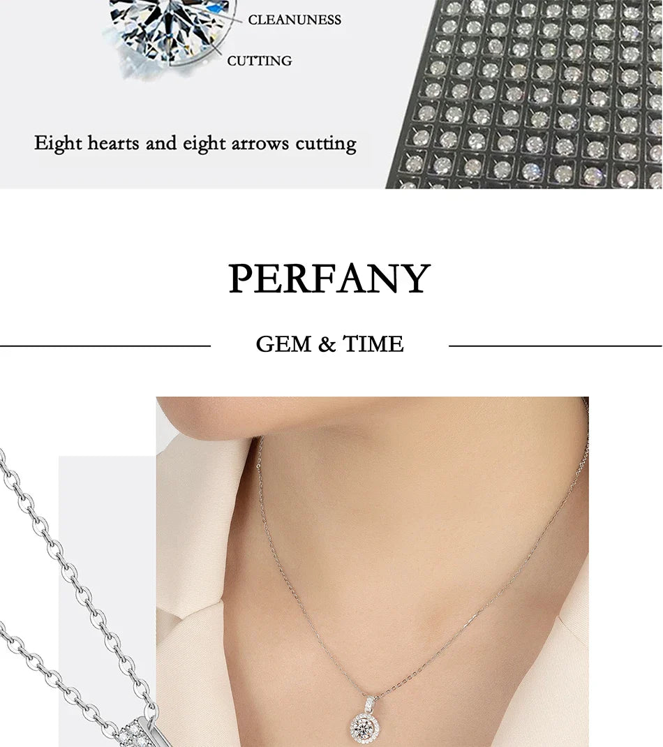 1-5CT Moissanite Necklace for Women S925 Pure Silver Round Laboratory Diamond Pendant Fashionable Wedding Luxury Jewelry