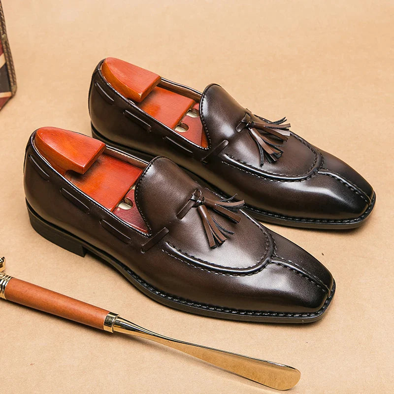Fashion Shoe Office Shoes for Men Casual Shoes Breathable Leather Loafers Mens Driving Moccasins Comfortable Slip on 2023 Brown