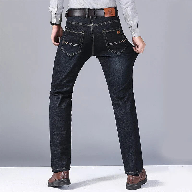 Men's Soft Straight Denim Pants 2025 Autumn Classic Business Black Biker Jeans Overalls Masculino Pantalone Hombre Mannen Homme