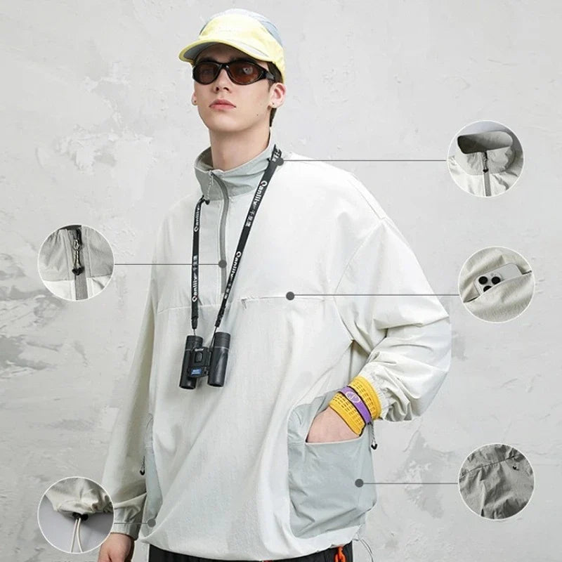 Autumn Utility Sweatshirt | Water-Repellent + Static Control + 4-Way Stretch (Unisex) Casual Loose Fit T-Shirt