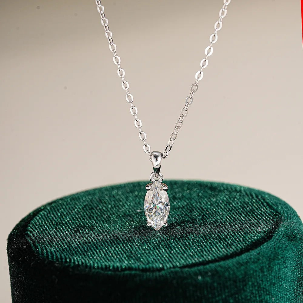 PureNew 1-5ct Full Shape Moissanite Necklace For Women S925 Silver Plated 18k Gold D Color VVS1 Women's Moissanite Chain Gift