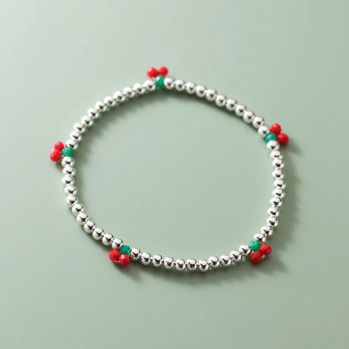 Real 925 Sterling Silver Basic Cherry Round Beads Adjustable Bracelet for Women Charm Bracelet Fine Jewelry Birthday Gift