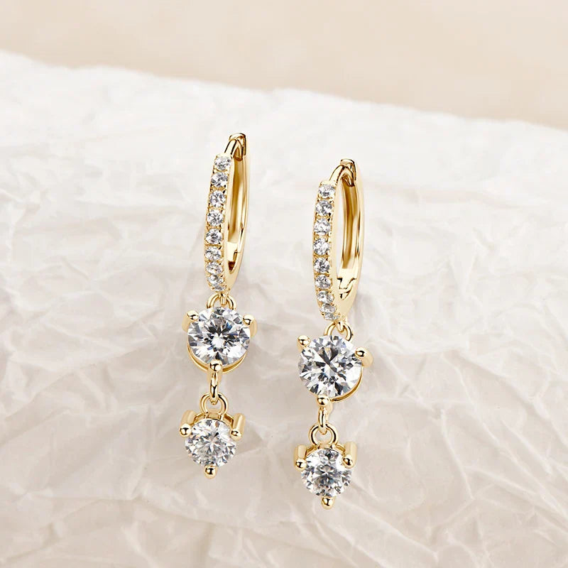 New In 100% Real 0.8 Carat Moissanite Diamond Drop Earrings Women’s S925 Silver Tassel Earring Plated PT950 Fine Jewelry