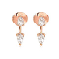 2-Stone Pear Cut Moissanite Diamond Earrings for Women 925 Sterling Silver Plated 18k Gold Waterdrop Earcuff Earring Detachable
