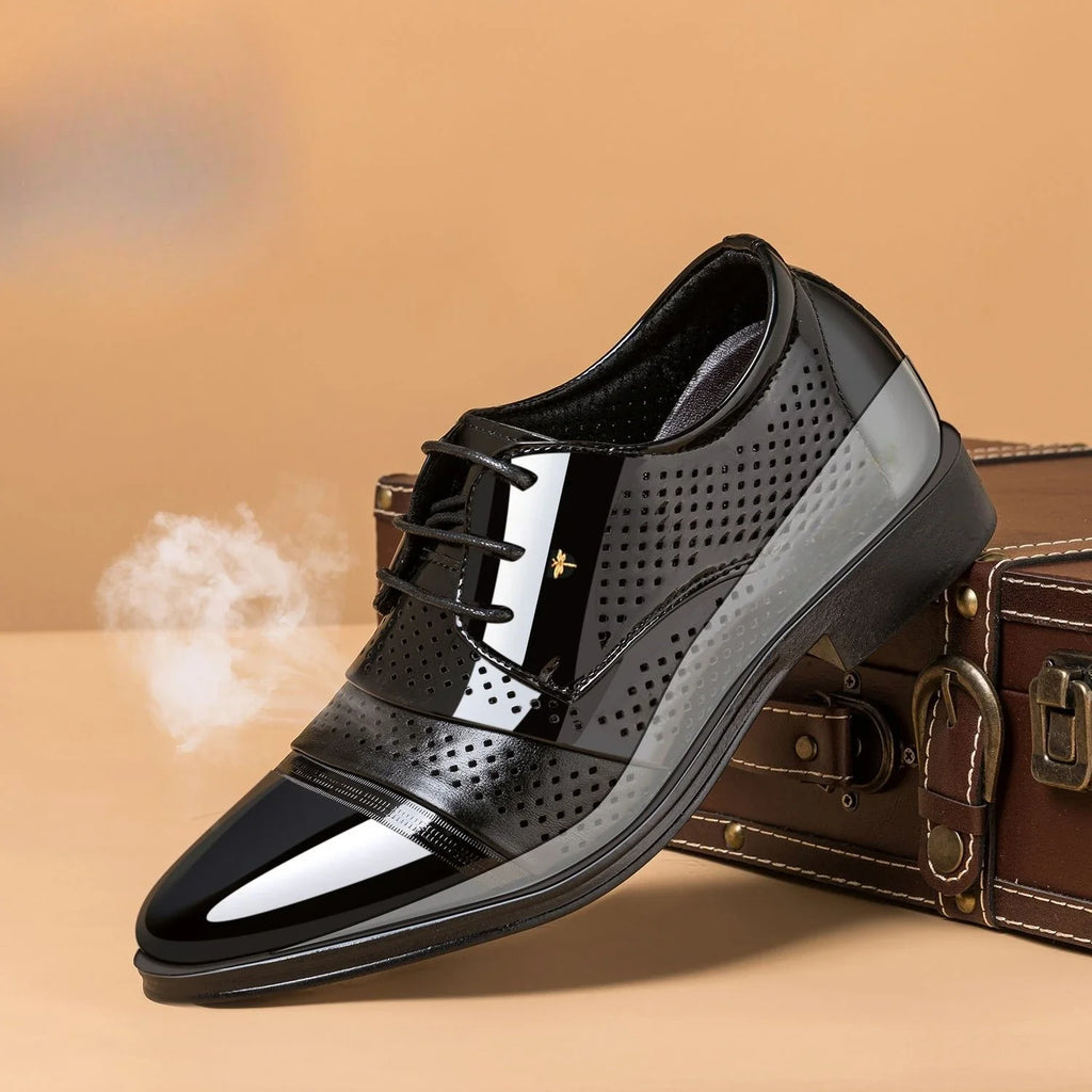 New Men Round Toe Leather Shoes Business Casual Office Summer Flat Big Size Elevator Shoes Wedding Formal Loafers