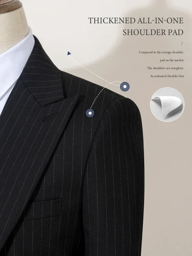 High-quality striped suits for men slim fit luxurious and elegant men's business suit 3-piece set party full men's suit