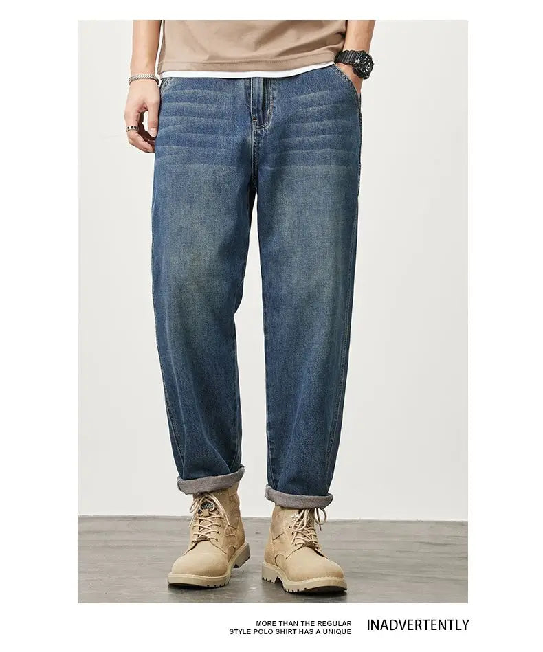 Summer Micro-cone Straight Jeans for Men Loose Comfortable and Versatile Casual Teenager Trendy Retro Trousers jeans for man