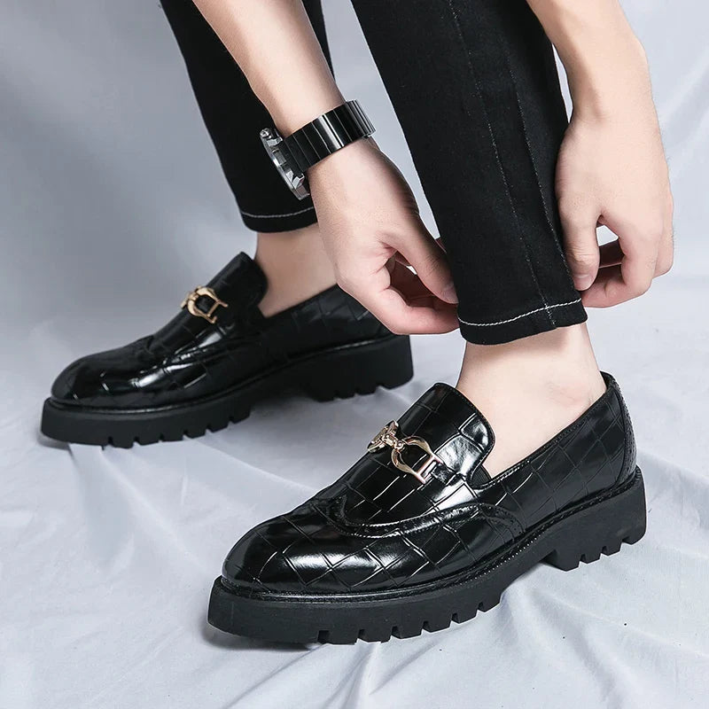 Trendy Brand Green Brogue Shoes Men's Leather Business Shoes Groom's Wedding Men's Loafers British Style Dress Shoes Men