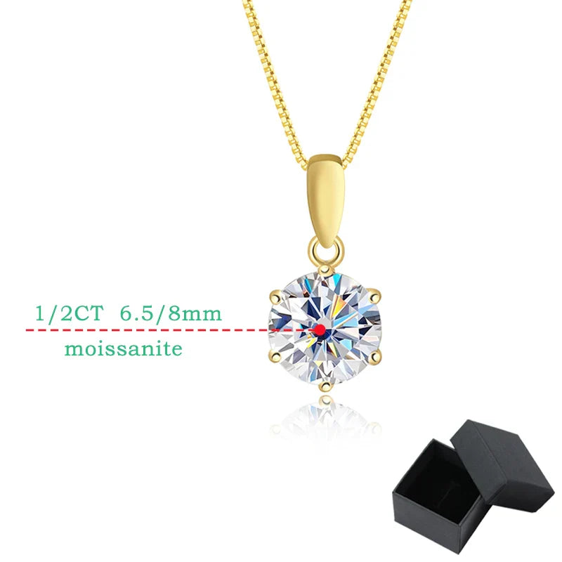 1CT 2CT D Color Moissanite Necklace for Women Flawless Sparkly Simulated Diamond Pendant Sterling Silver 925 Jewelry GRA