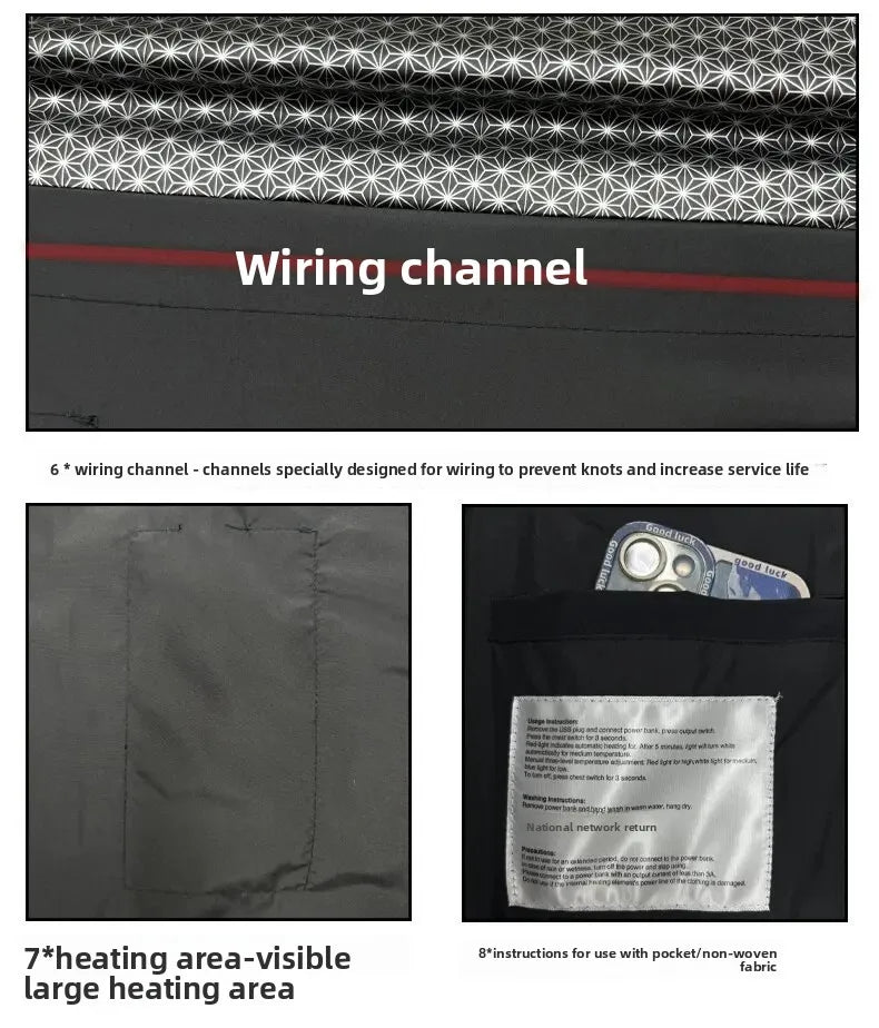 8 Areas Intelligent Electric Heating Polar Fleece Jacket Men's Winter Smart USB Constant Temperature Graphene Fleece Warmth Coat