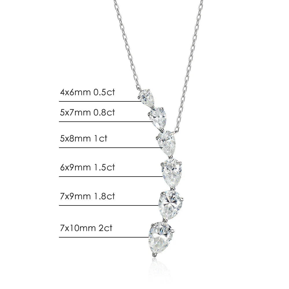 7.6ct Pear Cut Moissanite Pandent Necklaces for Women 925 Sterling Silver 18k Plated Gradient Gemstone Wedding Necklace