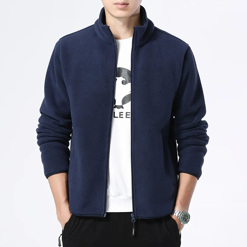 Winter fleece hiking jacket windbreaker for men Sportswear Wool lining thickened warm men's coat plus size overcoat