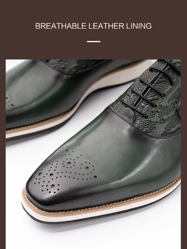 Men's Genuine Leather Brogue Shoes|All-Season Sport Casual Footwear|High-Quality Leather Dress Shoes|Comfortable Walking Shoes