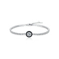 925 Sterling Silver Fashion Black Enamel Round Clear Cubic Zirconia Tennis Bracelet For Women Fine Jewelry Gifts
