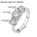 4CT Moissanite Engagement Ring for Women 3-stone S925 Sterling Silver with Gold Plated Wedding Band Promise Diamond Rings