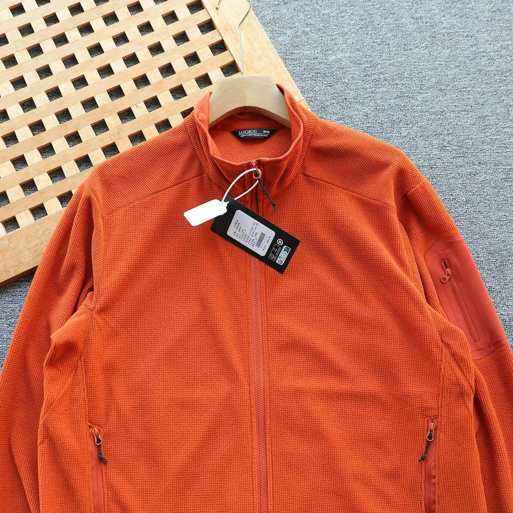 Outdoor Lightweight Fleece Sweatshirt Jacket Men's Zipper Closure Stand Collar Technical Fabric Comfortable Youth Fashion
