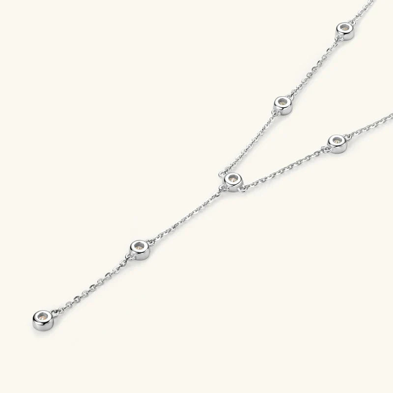 Collares Mujer 3mm 0.1ct Moissanite Necklace 925 Sterling Silver Y-shaped Pendant Necklaces For Women Unique Jewelry Gift