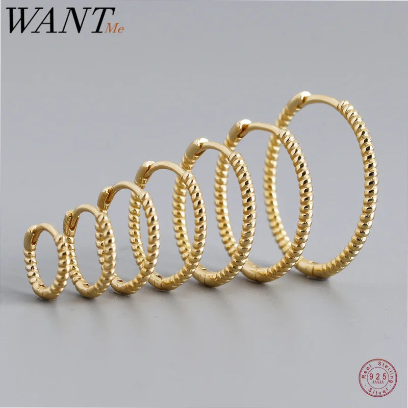 925 Sterling Silver Fashion Piercing Charm Twist Huggies Hoop Earrings for Women Rock Gothic Unisex Jewelry Ear Buckles