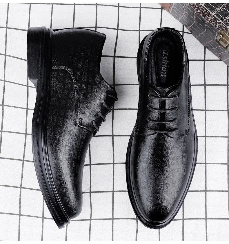 Men Dress Shoes Elevator Shoes Platform Breathable Casual Business Luxury Genuine Leather Soft Heightening Shoes 7CM Taller Male