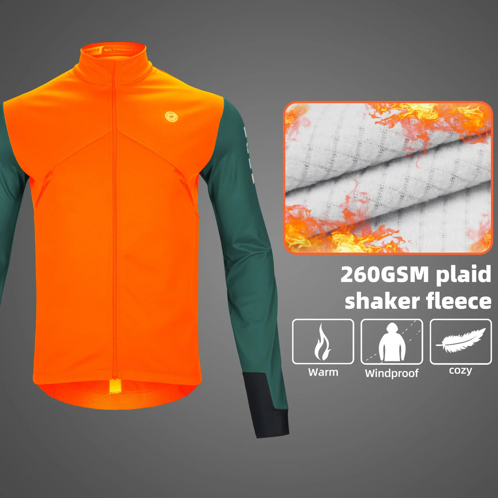 Cycling Men's Jacket Windproof Fleece Pro Cycling Jackets Long Sleeve Warm Soft Brushed Pro Breathable Bicycle Clothing