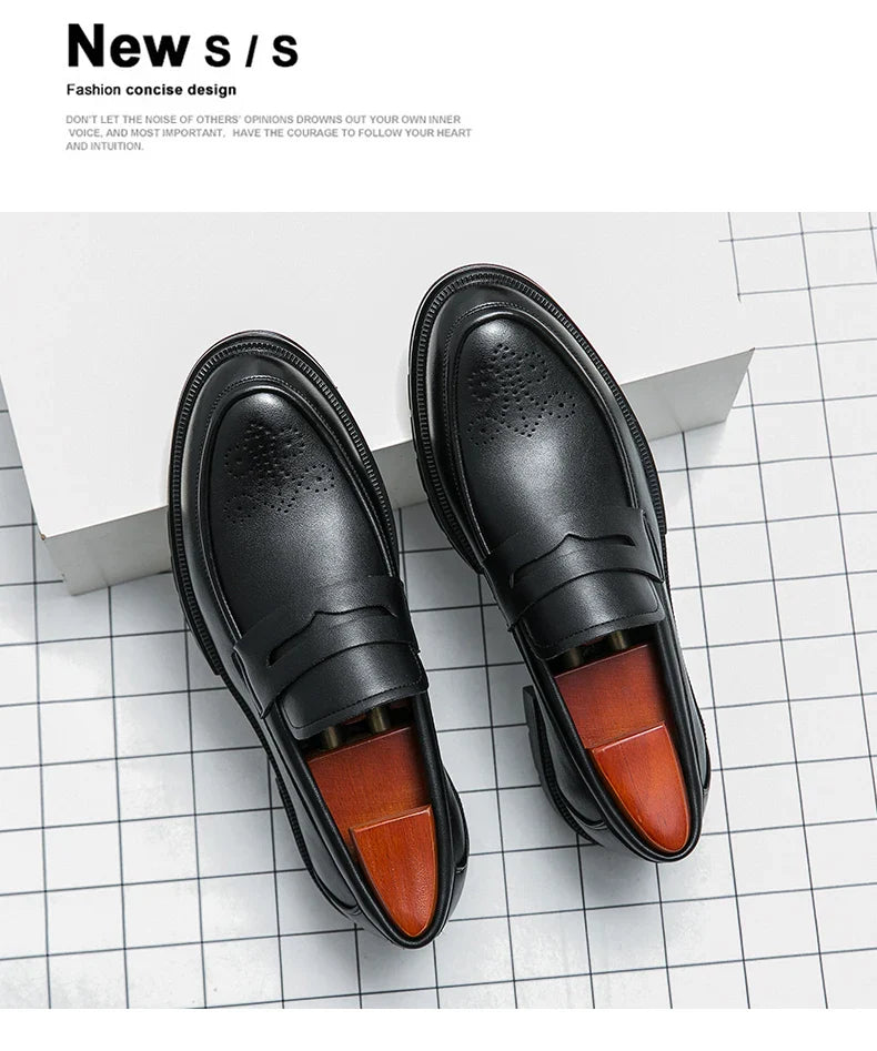 Men's Dress Shoes Retro Casual Business Leather Shoes Men Office Loafers Formal Social Brogues Wedding Leather Shoes For Men