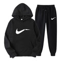 Men's fashionable pure cotton hooded sweatshirt set - Korean style trendy casual sportswear, loose fit, slimming effect