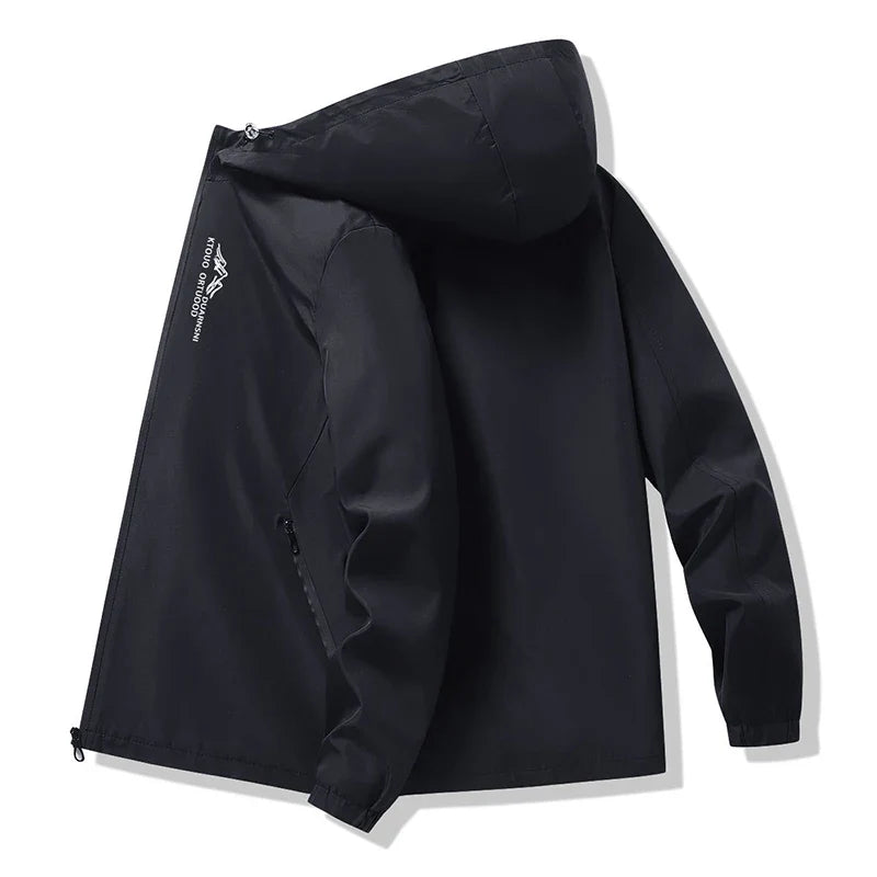 New Waterproof Jacket Men Outdoor Softshell Zip Up Hooded Jacket Windbreaker Hiking Camping Coat Lightweight Spring Autumn Coats