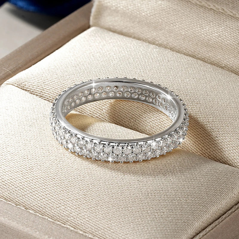 Sparkling 1.3mm D Color Full Moissanite Eternity Ring 14k Gold Filled Double-row Finger Bands GRA Cerified Rings for Womem