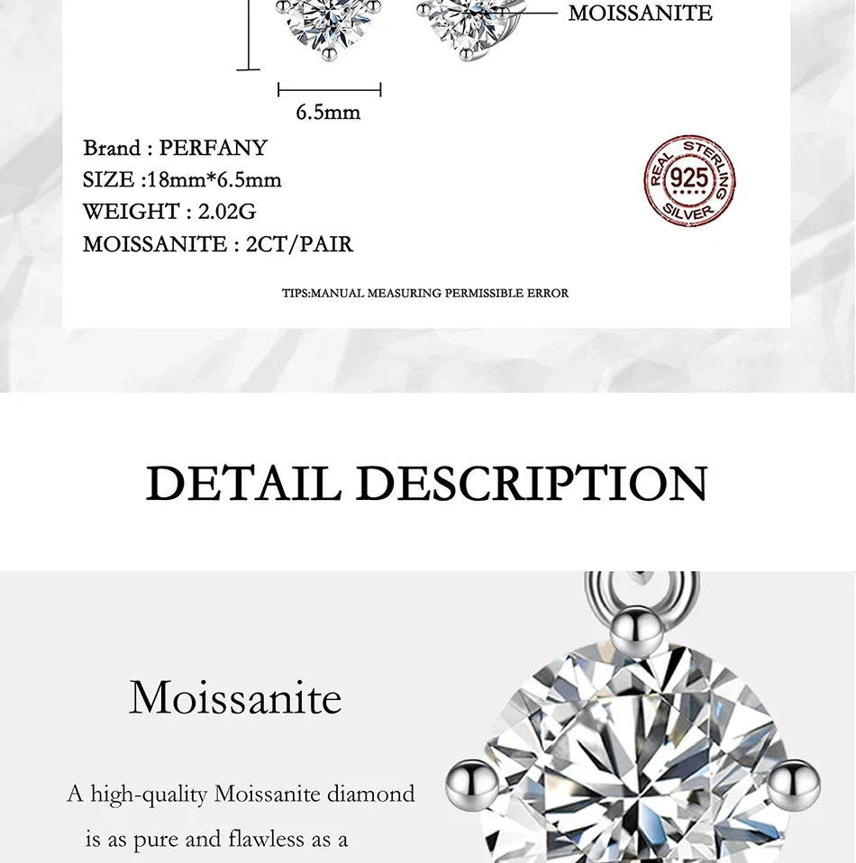 0.5/1CT Moissanite Drop Earring Women S925 Pure Silver Four Claw Laboratory Diamond Fashion Luxury Wedding Jewelry