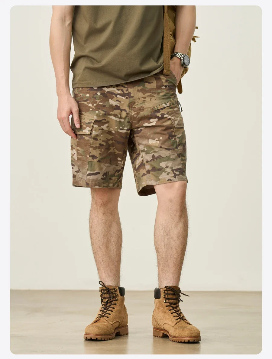2025 Summer New Camouflage Tactic Shorts Men Oversize Outdoor Cargo Shorts