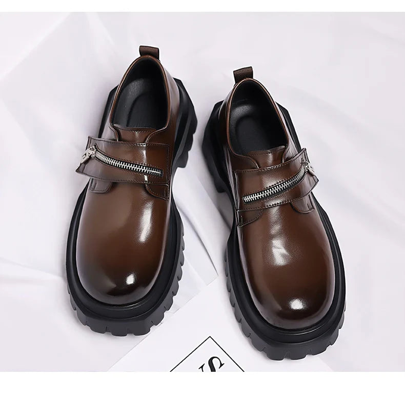 2026 New Derby men's leather shoes Thick bottomed British style design Leisure Party Business Office Luxury adult shoes