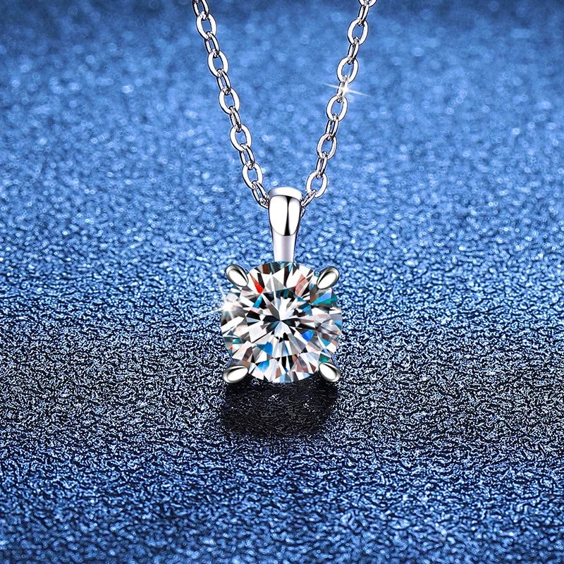 1/2/3CT Moissanite Pendant Necklace for Women D Color VVS1 Solitaire Diamond Neck Chain 925 Silver Plated 18k Gold Fine Jewelry