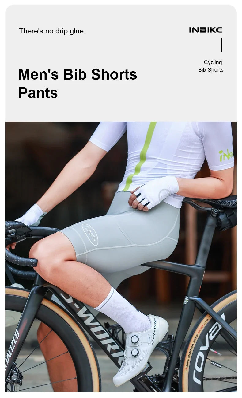 2025 Men's Cycling Bib Shorts High-Waisted Breathable Biking Bicycle Bibs Pants MTB Cycling Clothing Man with Pockets