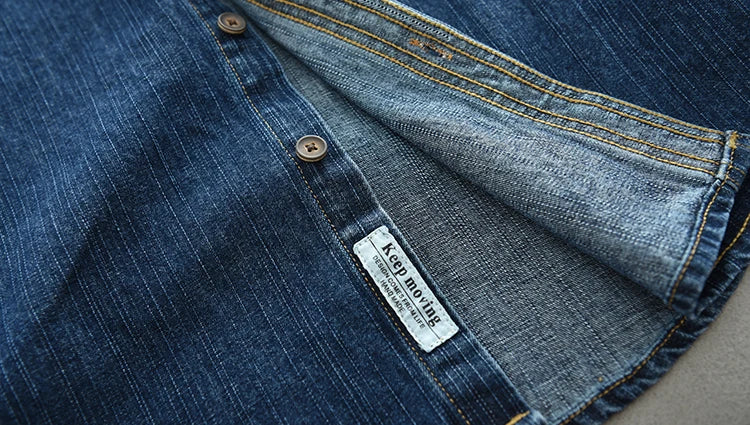 Heavy Duty Denim Shirt for Boys with Loose Fit and Long Sleeves