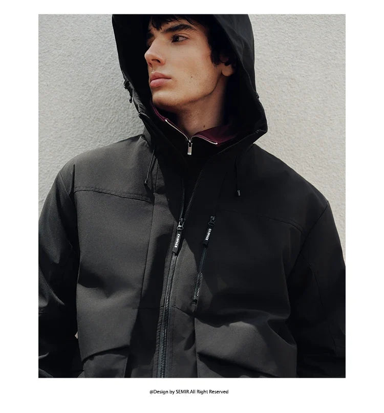 Men Jacket Outdoor Mountain Style Hooded Loose Couple Casual Style Autumn Lightweight Outerwear Daily Wear 2026